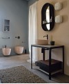 Meuble console de salle de bain métal GRG et bois 88 100x50cm H:74cm avec une vasque scarglam rose mat D:39cm scarable