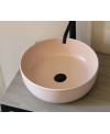 Meuble console de salle de bain métal GRG et bois 88 100x50cm H:74cm avec une vasque scarglam rose mat D:39cm scarable