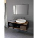 Meuble console de salle de bain métal noir NROP et bois 89 120x50cm avec une vasque scarglam blanc FSNR 56x39cm scarslide