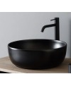 Meuble console de salle de bain métal noir NROP et bois 88 90x50cm avec une vasque scarglam noir 35 D:39cm scarslide