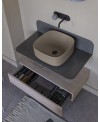 Meuble de salle de bain sur console métallique grise GRG 80x48x20cm vasque tabac 42cm et tiroir 79x20cm scarplana