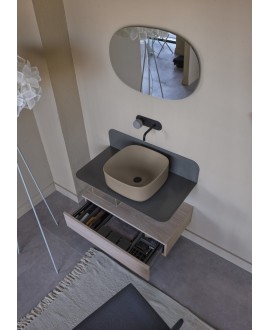 Meuble de salle de bain sur console métallique grise GRG 80x48x20cm vasque tabac 42cm et tiroir 79x20cm scarplana