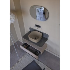 Meuble de salle de bain sur console métallique grise GRG 80x48x20cm vasque tabac 42cm et tiroir 79x20cm scarplana