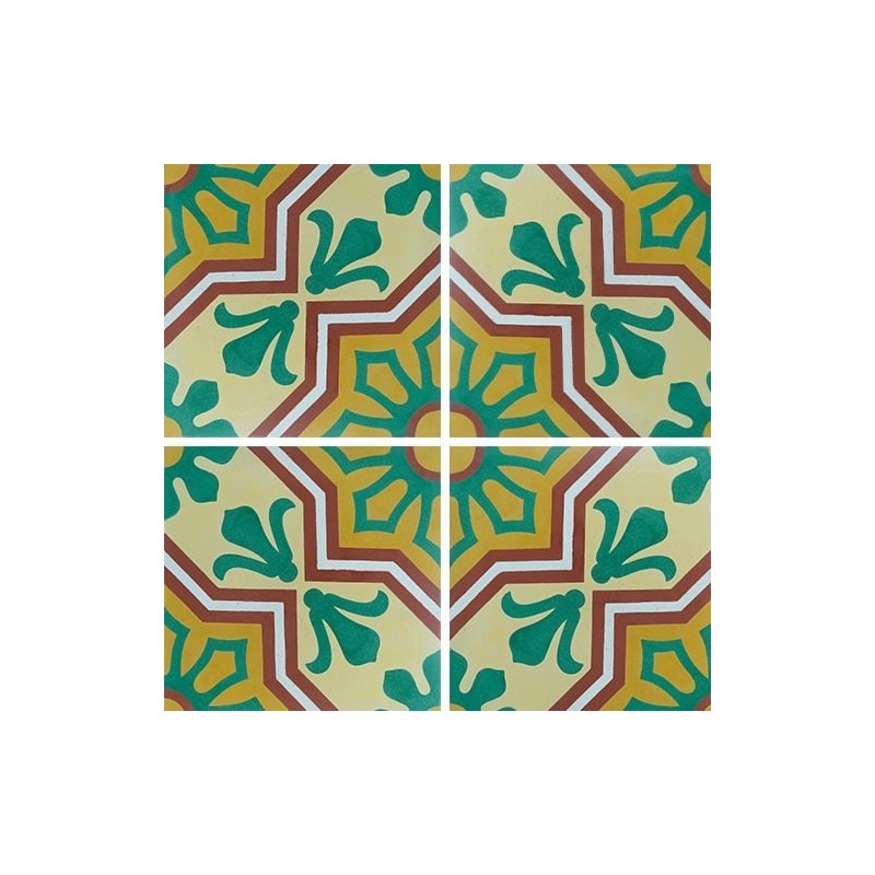 Carreau ciment véritable décor arabesque 7350-1 20x20cm