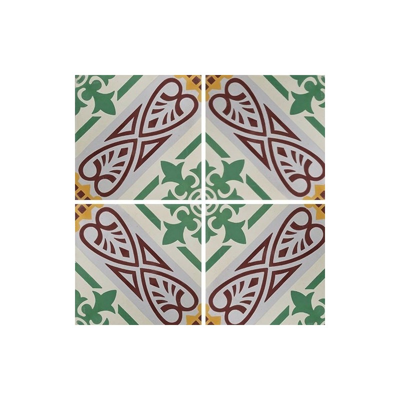 Carrelage ciment décor arabesque 7480-2-1 20x20cm