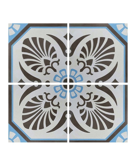 Carrelage ciment décor arabesque 7690-2 20x20cm