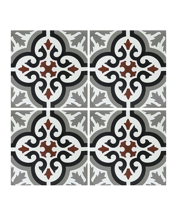 Carrelage ciment décor arabesque 7900-4 20x20cm