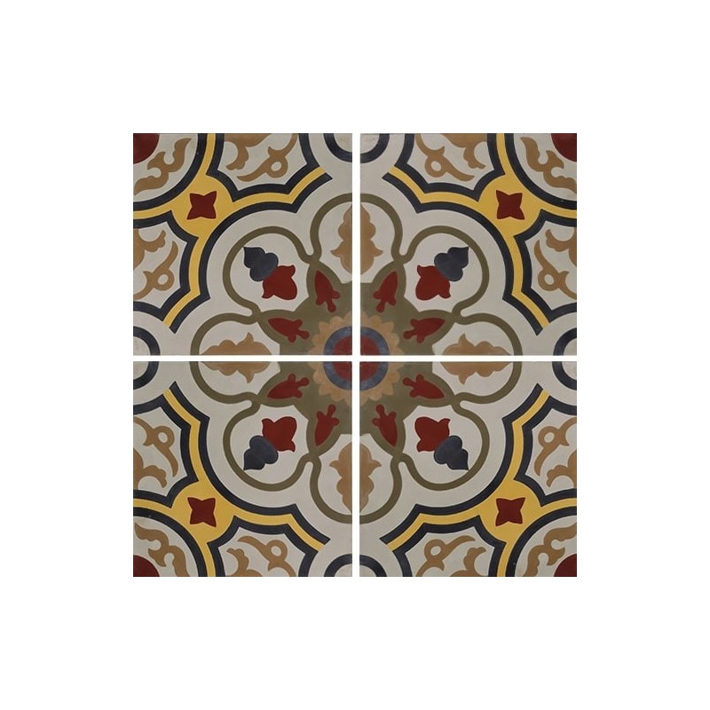 Carrelage ciment décor arabesque 7910-1-1 20x20cm