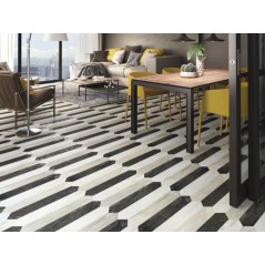 Carrelage imitation parquet moderne noir, rectangle plank 9.8x50cm ou navette diamond 9.8x59.7cm apepalermo black