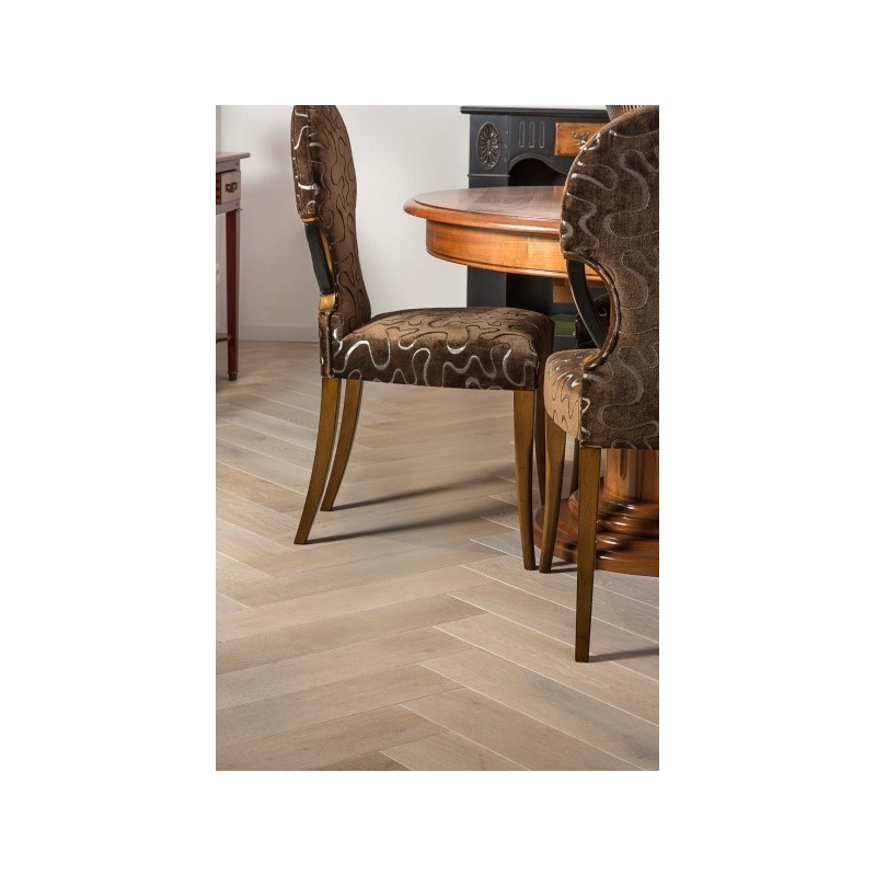 Parquet moderne chêne massif français baton rompu , blanchi huilé , ép : 21 mm , largeur 110 mm