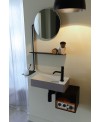 Meuble de salle de bain vasque scarsoft 45x22cm avec miroir étagère et porte verre noir et cube noir scarfold