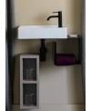 Meuble de salle de bain vasque scarsoft 45x22cm avec miroir rétroéclairé rond D:50cm et cube noir scarfold