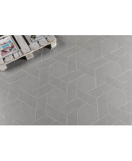 Carrelage rectangulaire gris clair satiné rectangulaire 9x36cm, hexagonal ou chevron sol et mur natconcret roma