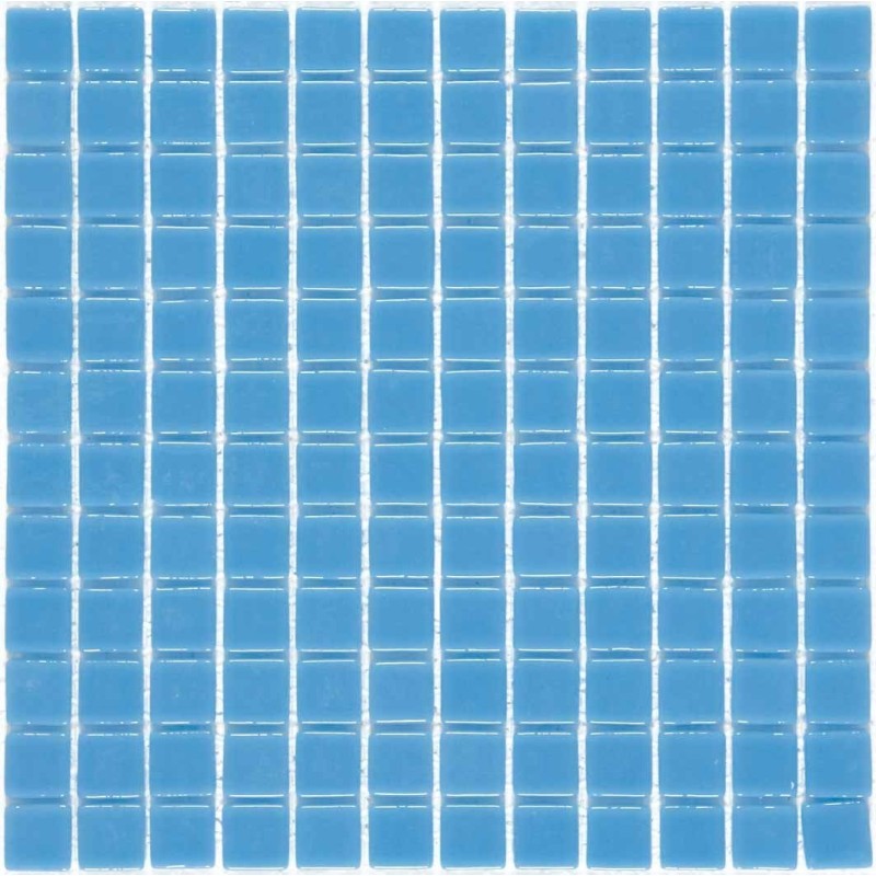 Emaux de verre bleu clair pour les marches de la piscine mosaique salle de bain mosmc-203 antidérapant 2.5x2.5cm sur trame.