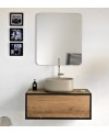Meuble de salle de bain largeur 90cm profondeur 50cm hauteur 35+18cm avec un tiroir et une vasque moon tabac 42x42cm scarframe