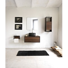 Meuble de salle de bain largeur 90cm profondeur 50cm hauteur 35+18cm avec un tiroir et une vasque noir mat 42x42cm scarframe