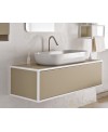 Meuble de salle de bain largeur 120cm profondeur 50cm hauteur 49cm avec un tiroir et une vasque blanc brillant 76x39cm scarframe