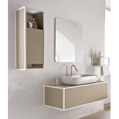 Meuble de salle de bain largeur 120cm profondeur 50cm hauteur 49cm avec un tiroir et une vasque blanc brillant 76x39cm scarframe