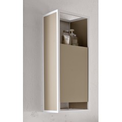 Elément haut suspendu avec porte serviette 90x35cm profondeur 20cm parement bois cadre métal blanc scarframe