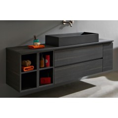 Meuble de salle de bain largeur 170cm profondeur 50cm hauteur 50+14cm avec une vasque noir mat scarphorma