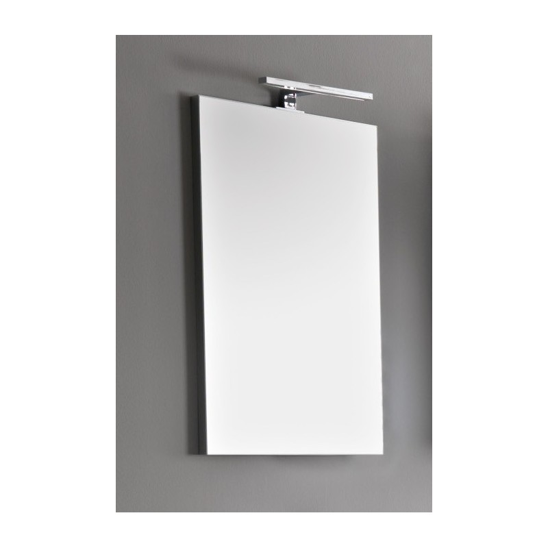 Miroir rectangulaire avec lampe led fixée au dessus scar