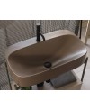 Meuble console de salle de bain structure métal L74.5cm H77.5cm P39cm avec tiroir en bois et vasque céramique scardiva