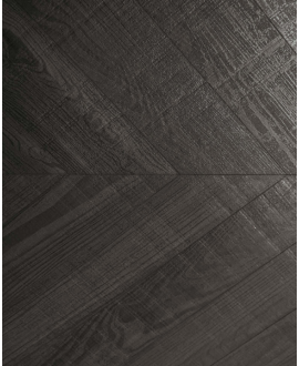 Carrelage imitation parquet noir point de hongrie sol et mur, 9.4x49cm rectifié santawood chevron dark