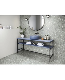 Carrelage imitation terrazzo gris mat avec grain de couleur rectifié 60X60X1cm apepoca silken grey