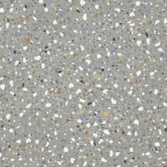 Carrelage imitation terrazzo gris poli brillant avec grain de couleur rectifié 60X60X1cm apepoca grey