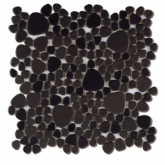 Galet de verre anthracite mat sur trame 26x26cm épaisseur 5mm