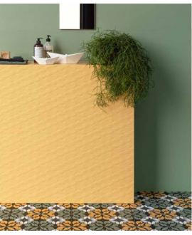 Carrelage moderne jaune mat en relief 25x75x1cm rectifié santaspringpaper 3d-01