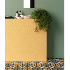 Carrelage moderne jaune satiné en relief 25x75x1cm rectifié santaspringpaper 3d-01