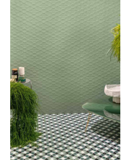 Carrelage moderne vert mat en relief 25x75x1cm rectifié santaspringpaper 3d-01