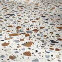 Carrelage effet terrazzo mat 90x90cm et 120x120cm rectifié sur fond blanc, santadeconcrete maxi deco white