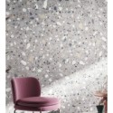 Carrelage effet terrazzo mat 90x90cm et 120x120cm rectifié sur fond gris, santadeconcrete maxi deco grey