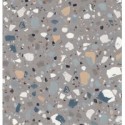 Carrelage effet terrazzo mat 90x90cm et 120x120cm rectifié sur fond gris, santadeconcrete maxi deco grey