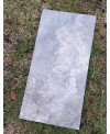 Margelle piscine, plate en pierre gris 61X33X3cm bord droit et bord rond, travertin silver