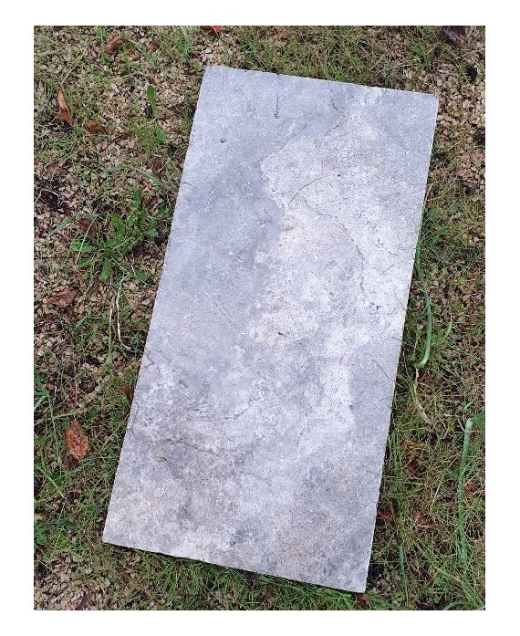 Margelle piscine, plate en pierre gris 61X30.5X5cm bord droit et bord rond, art travertin silver