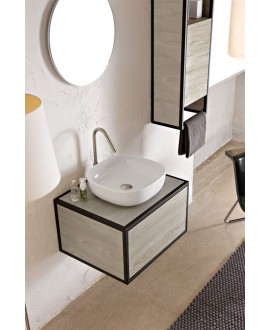 Vasque en céramique émaillée blanc brillant, blanc mat et noir mat carrée à poser scaglam 40x40cm hauteur 12.5cm 1806