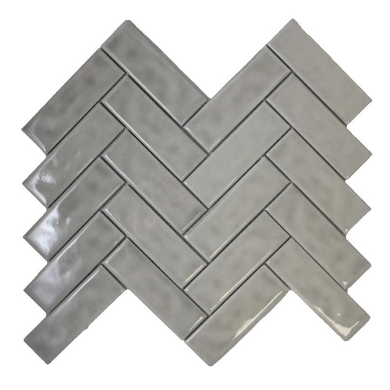 Mosaique barette tabac brillant sur trame 26.2x31.8x0.8cm D chevron