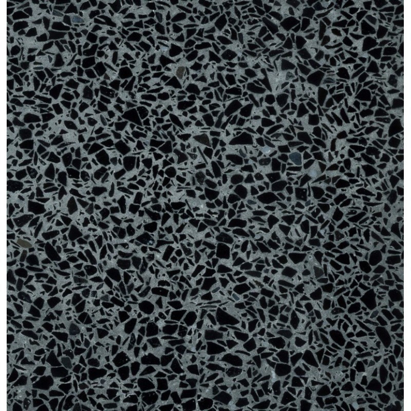 Carrelage terrazzo veritable noir sur fond gris brillant 60x60x2cm D granito galaxy.