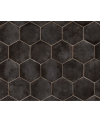 Carrelage noir brillant sol et mur hexagone 18x20.5cm, barette 7x45cm, carré 11x11cm nattempo caviar