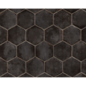 Carrelage noir brillant sol et mur hexagone 18x20.5cm, barette 7x45cm, carré 11x11cm nattempo caviar