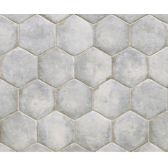 Carrelage bleu brillant sol et mur hexagone 18x20.5cm, barette 7x45cm, carré 11x11cm nattempo atlantic