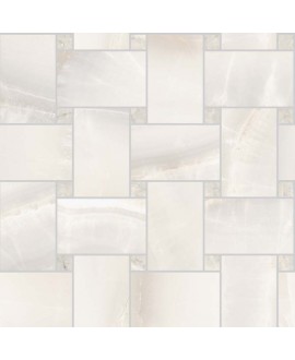 Mosaique imitation marbre poli blanc brillant rectifié 30x30cm sur trame santakoya maxi rete white kry