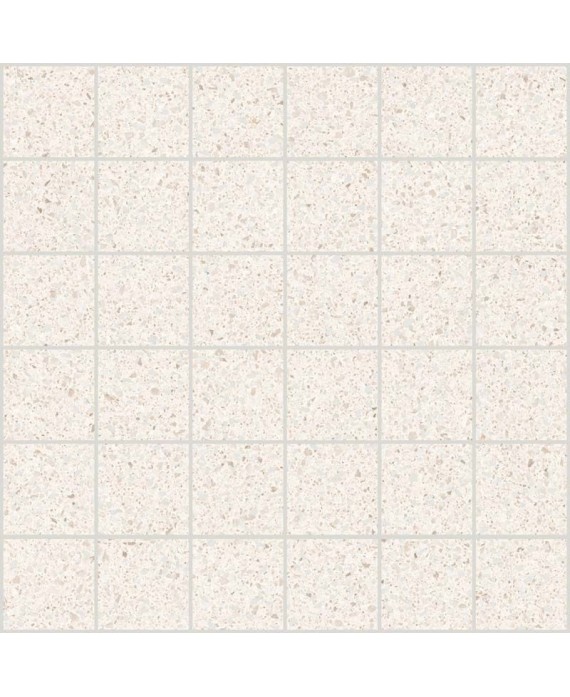 Mosaique imitation terrazzo poli blanc brillant rectifié 30x30cm sur trame santanewdeco mosaico light kry