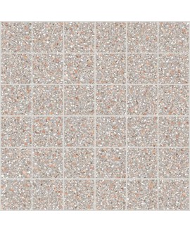 Mosaique imitation terrazzo poli gris clair brillant rectifié 30x30cm sur trame santanewdeco mosaico pearl kry