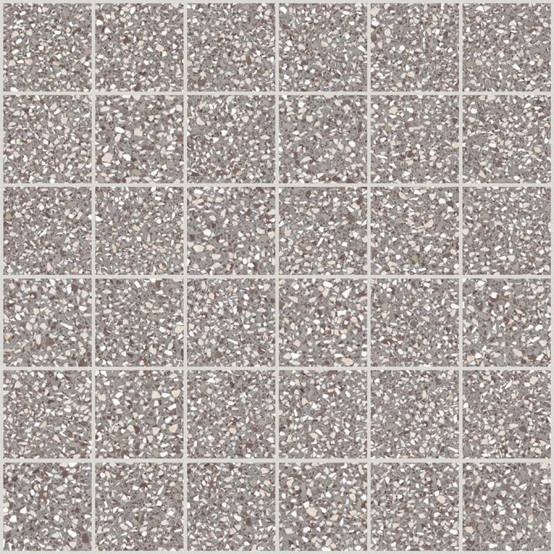 Mosaique imitation terrazzo poli gris brillant rectifié 30x30cm sur trame santanewdeco mosaico grigio kry