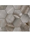 Mosaique hexagone imitation marbre translucide poli gris brillant 30x34.5cm sur trame santakoya cl ocean kry