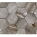 Mosaique hexagone imitation marbre translucide poli gris brillant 30x34.5cm sur trame santakoya cl ocean kry